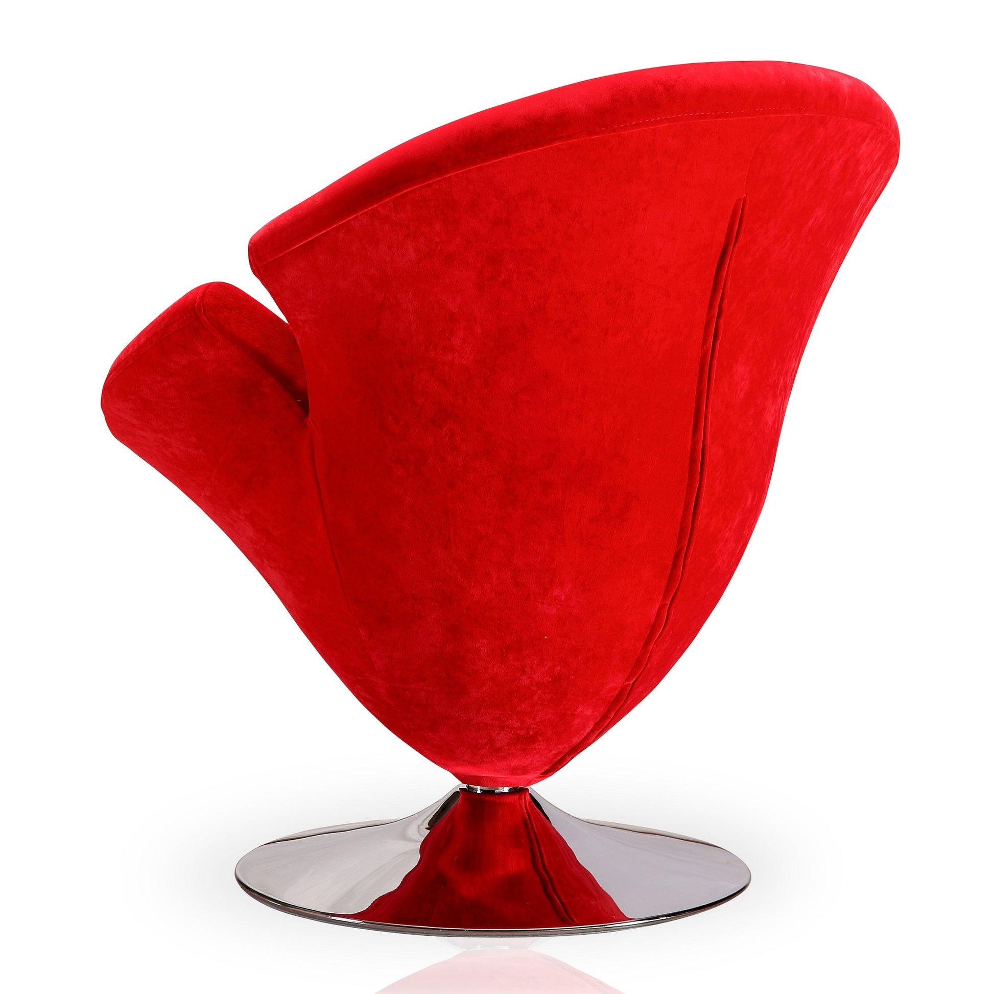 Tulip Swivel Accent Chair in Red and Polished Chrome (set of 2) - Ornate Home