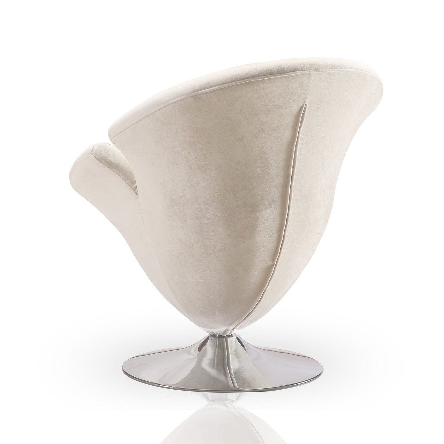 Tulip Swivel Accent Chair in White and Polished Chrome - Ornate Home