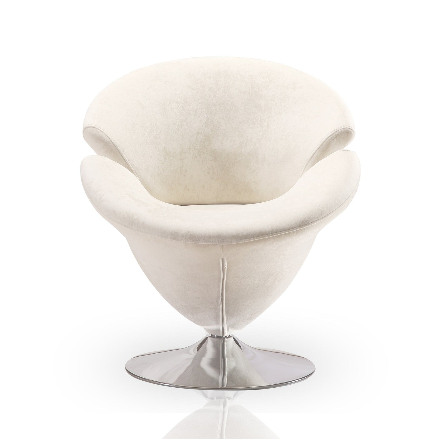 Tulip Swivel Accent Chair in White and Polished Chrome (set of 2) - Ornate Home