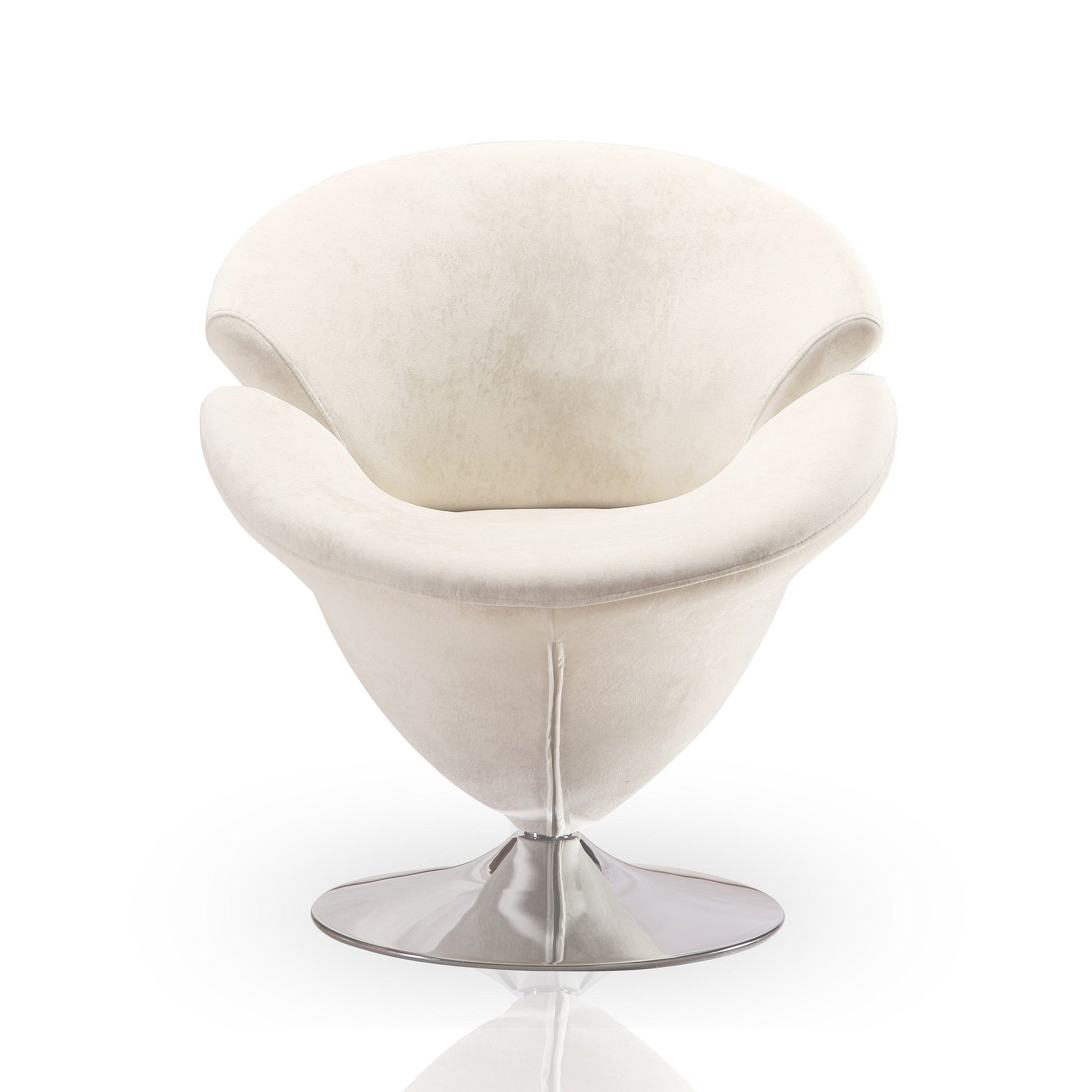 Tulip Swivel Accent Chair in White and Polished Chrome (set of 2) - Ornate Home