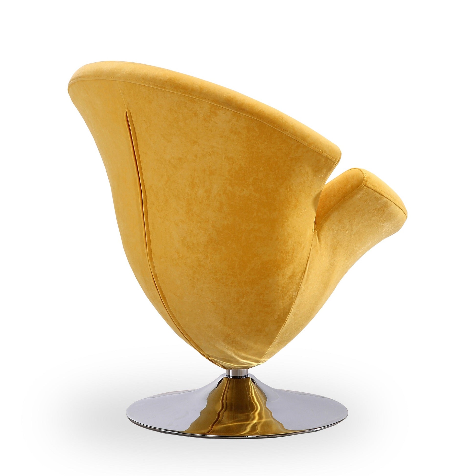 Tulip Swivel Accent Chair in Yellow and Polished Chrome - Ornate Home