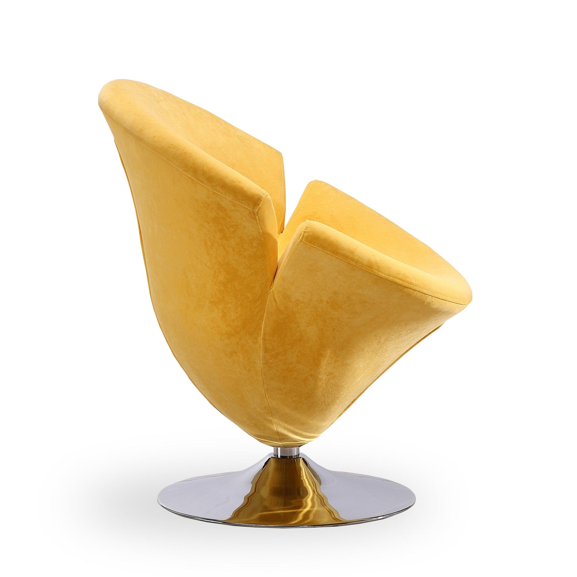 Tulip Swivel Accent Chair in Yellow and Polished Chrome (set of 2) - Ornate Home