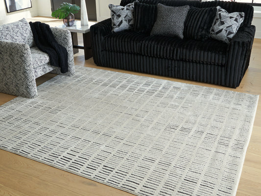 Turinwith Ivory/Black Large Rug- Viva Furn