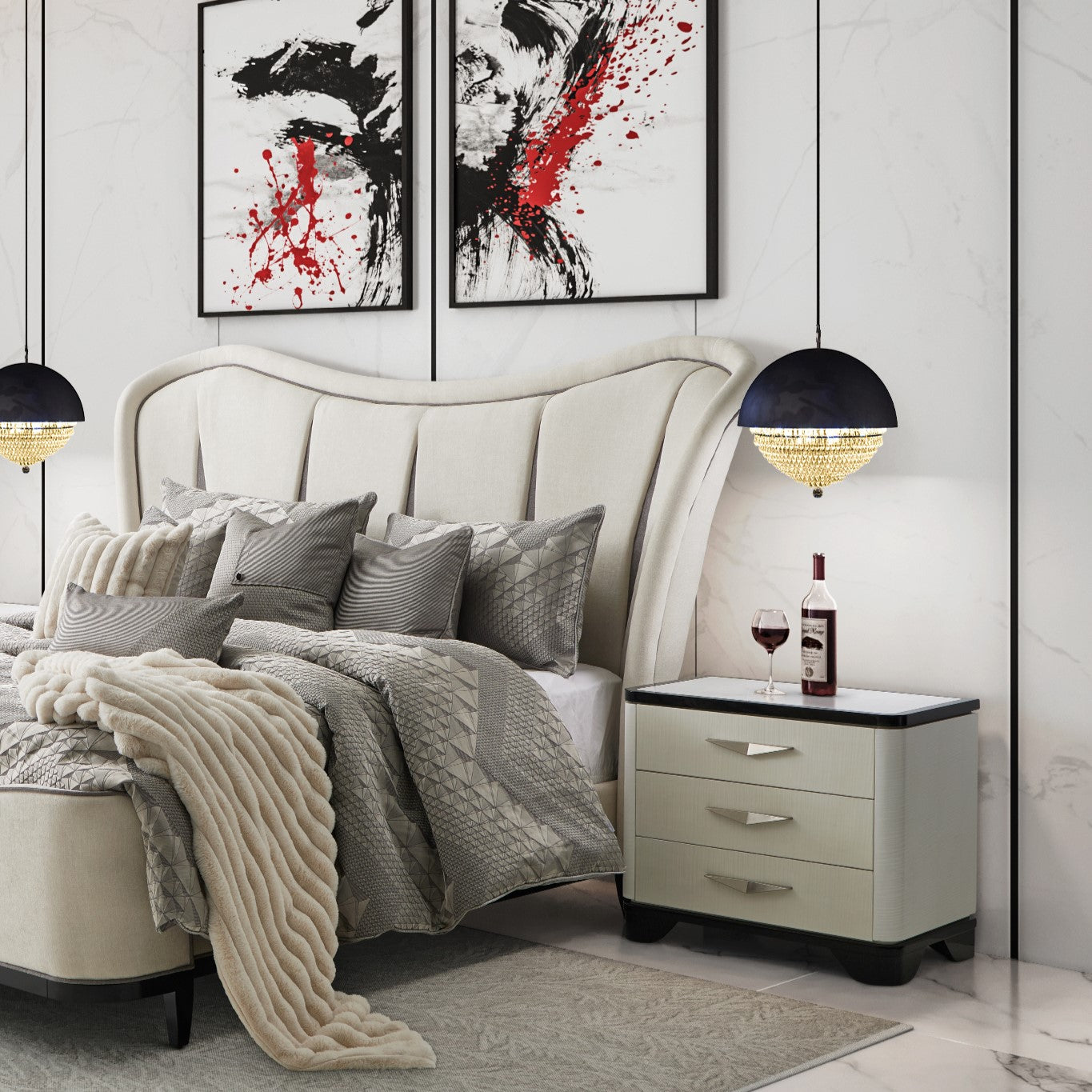 Tuxedo Black Nightstand - Ornate Home
