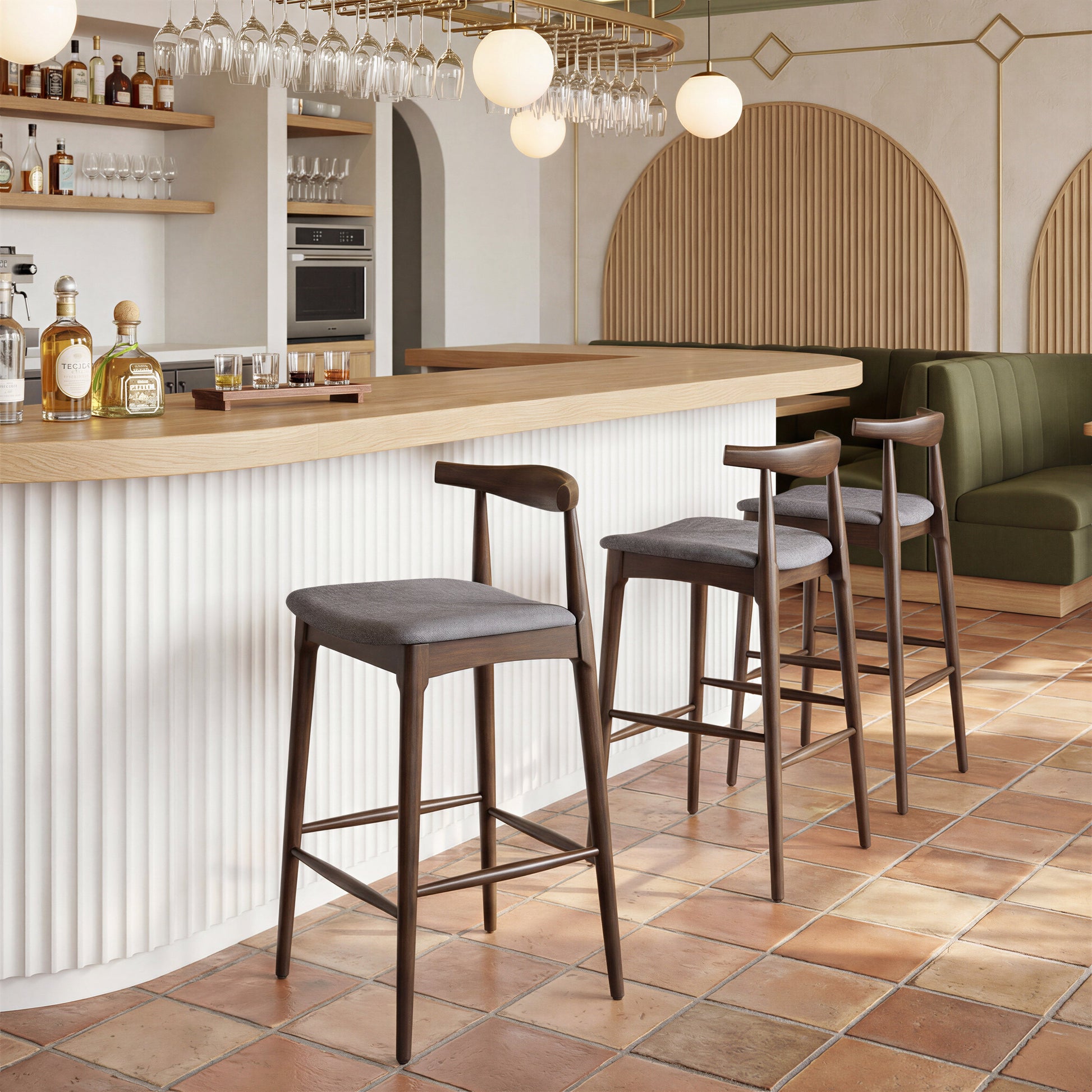 Tuzka Gray & Espresso Barstool (Set of 2) - Ornate Home