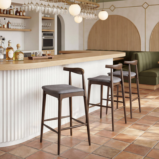 Tuzka Gray & Espresso Barstool (Set of 2) - Ornate Home