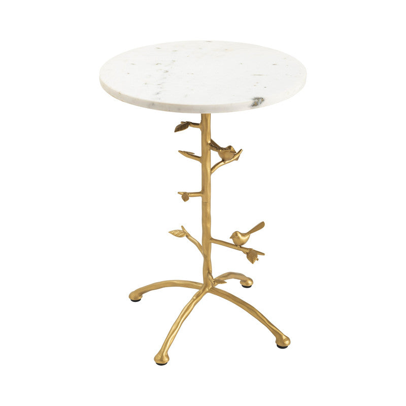 Tweety Bird White/Gold Accent Table - Ornate Home