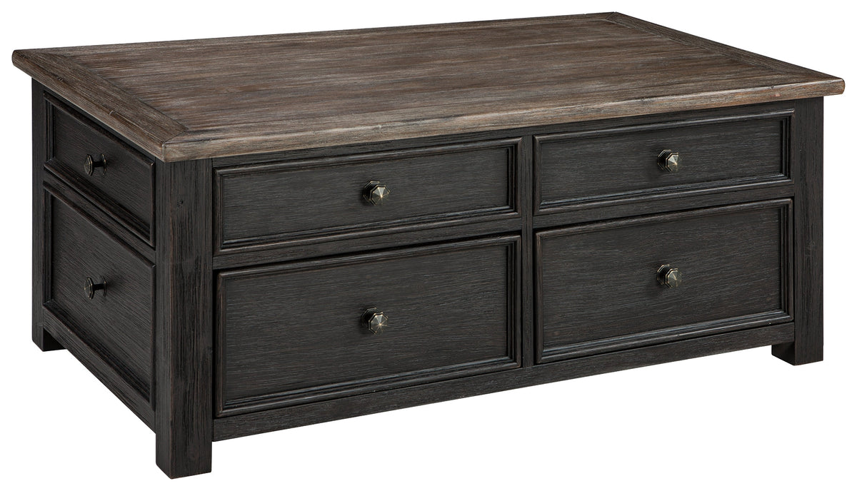 Tyler Creek Grayish Brown/Black Coffee Table and 2 Chairside End Tables - Ornate Home