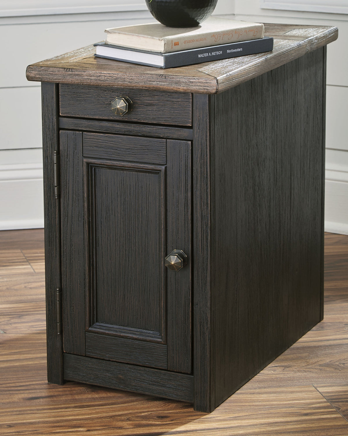 Tyler Creek Grayish Brown/Black Coffee Table and 2 Chairside End Tables - Ornate Home