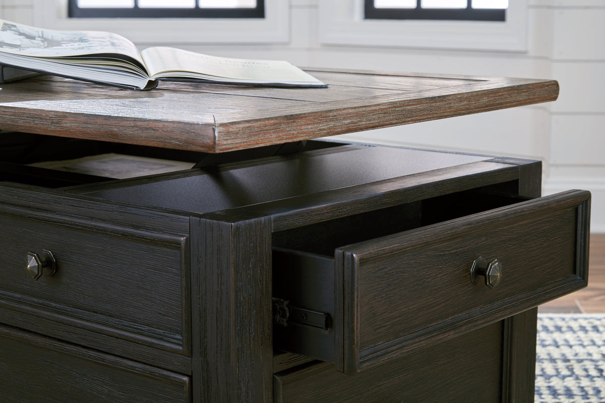 Tyler Creek Grayish Brown/Black Coffee Table and 2 Chairside End Tables - Ornate Home