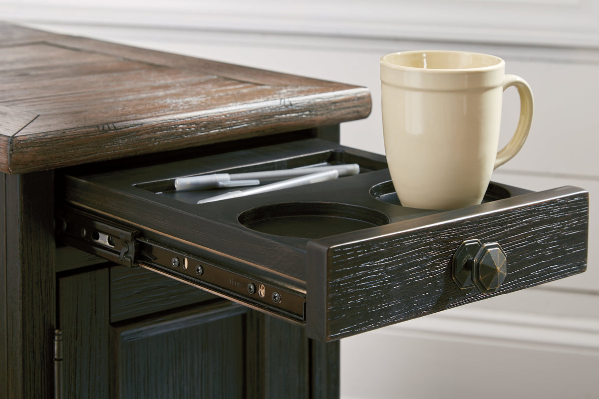 Tyler Creek Grayish Brown/Black Coffee Table and 2 Chairside End Tables - Ornate Home