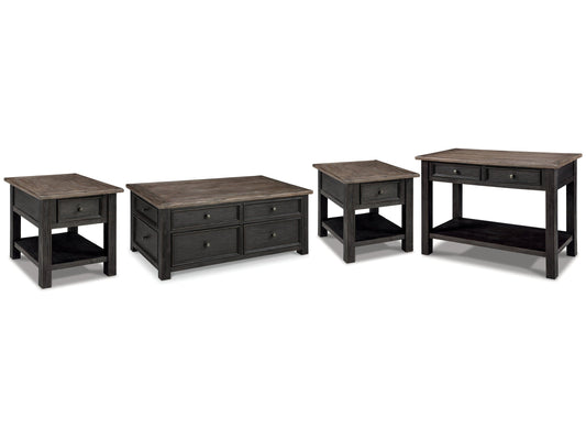 Tyler Creek Grayish Brown/Black Coffee Table and 2 End Tables with Console- Viva Furn