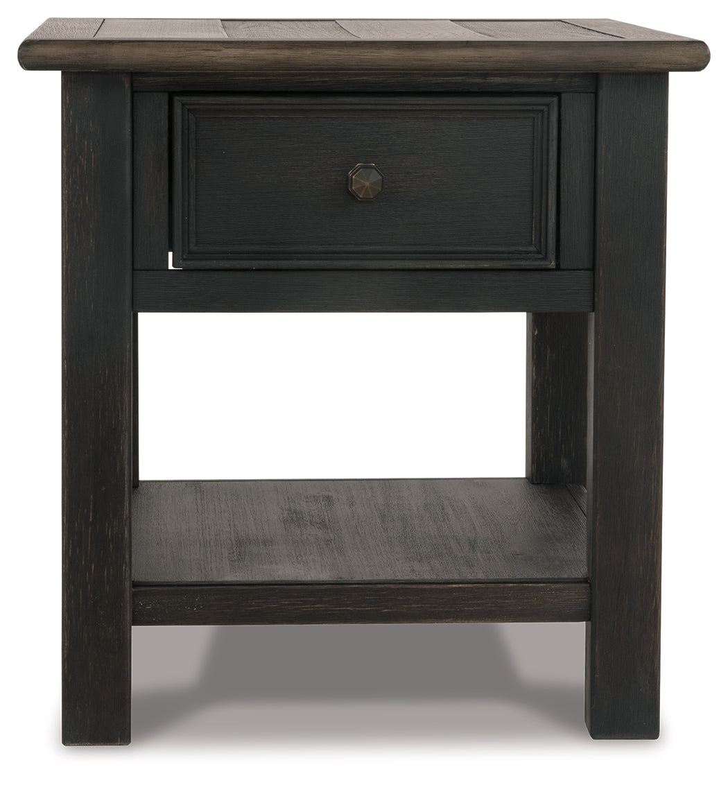 Tyler Creek Grayish Brown/Black Coffee Table and 2 End Tables with Console- Viva Furn