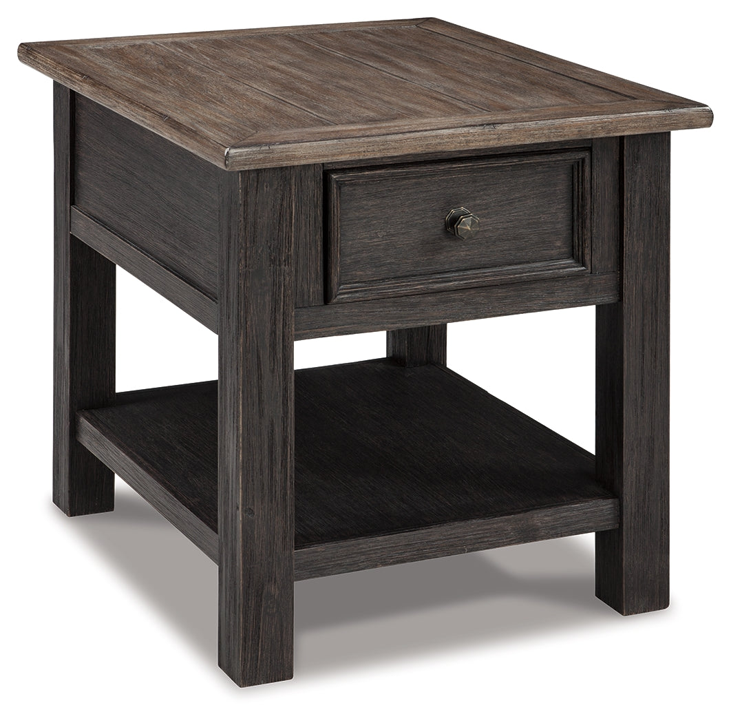 Tyler Creek Grayish Brown/Black Coffee Table and 2 End Tables with Console- Viva Furn
