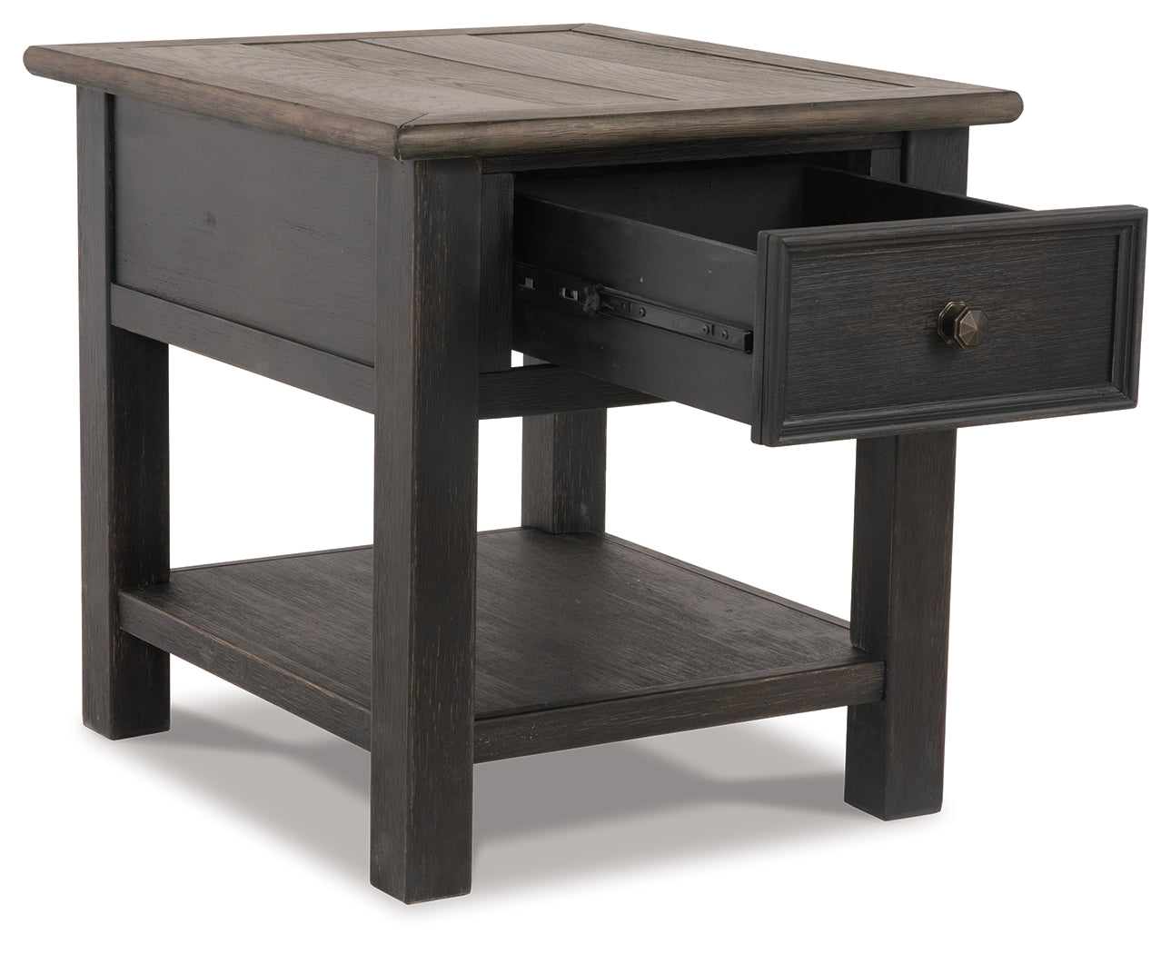 Tyler Creek Grayish Brown/Black Coffee Table and 2 End Tables with Console- Viva Furn