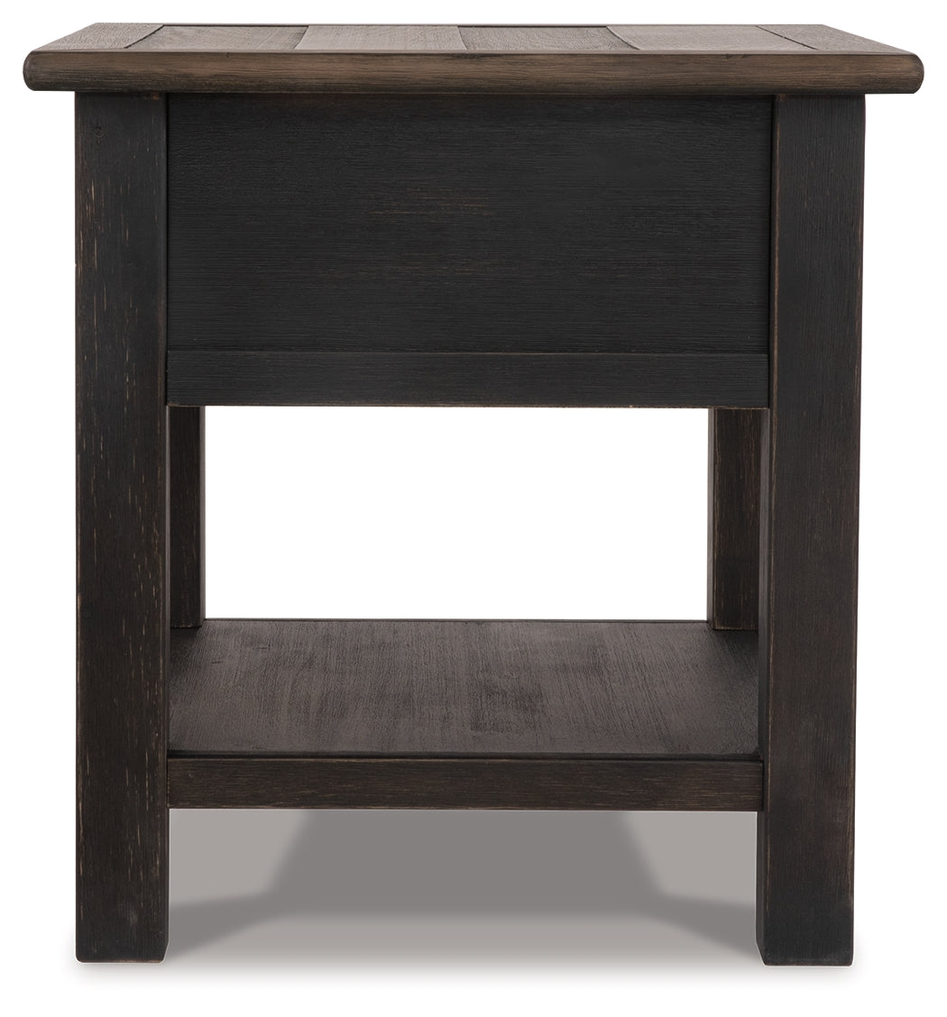Tyler Creek Grayish Brown/Black Coffee Table and 2 End Tables with Console- Viva Furn