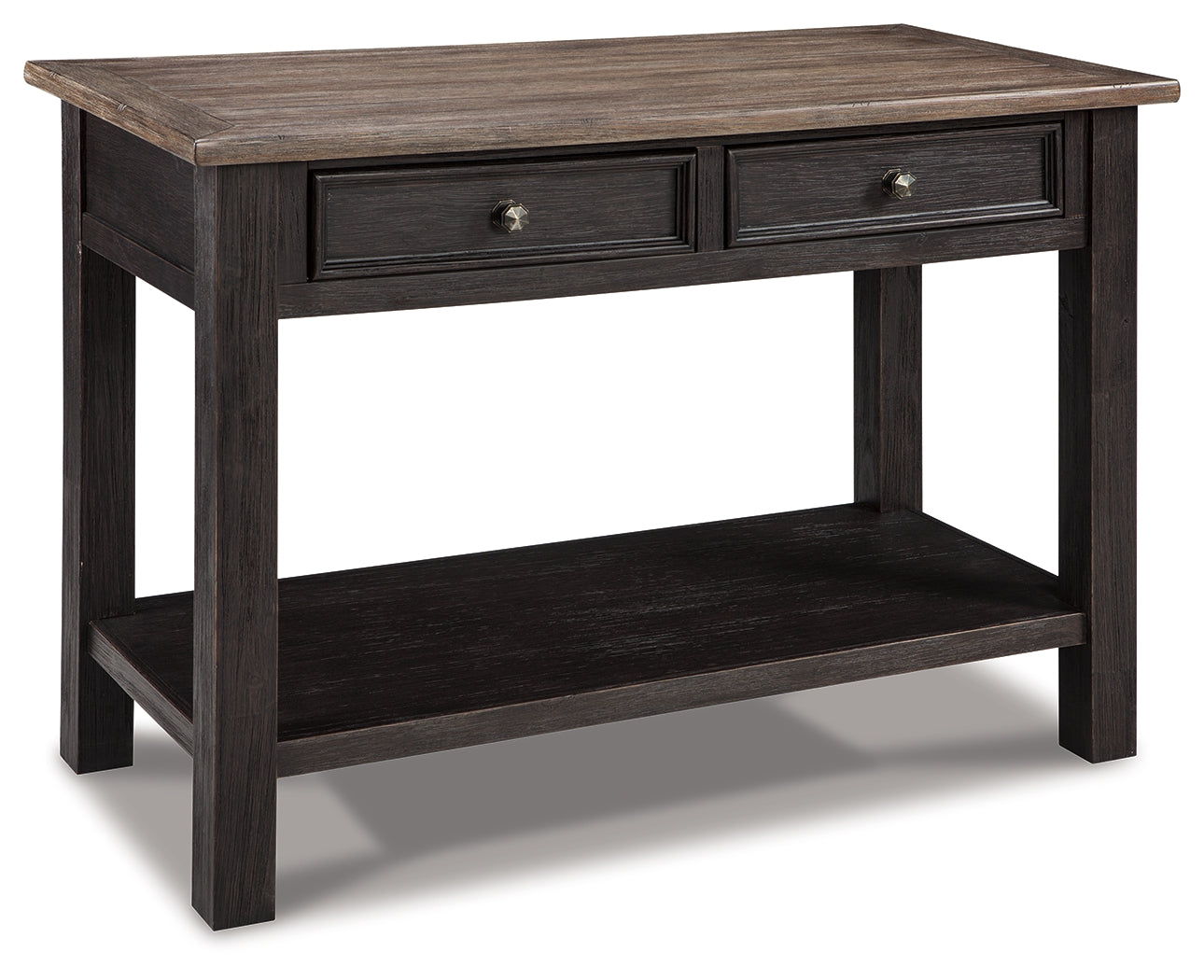 Tyler Creek Grayish Brown/Black Coffee Table and 2 End Tables with Console- Viva Furn