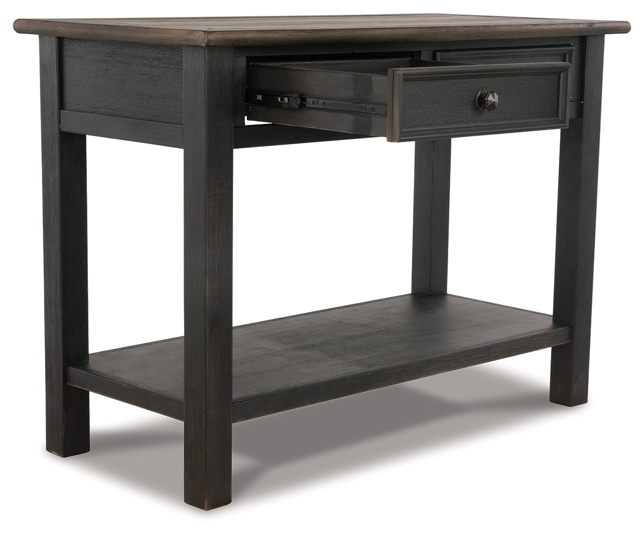 Tyler Creek Grayish Brown/Black Coffee Table and 2 End Tables with Console- Viva Furn
