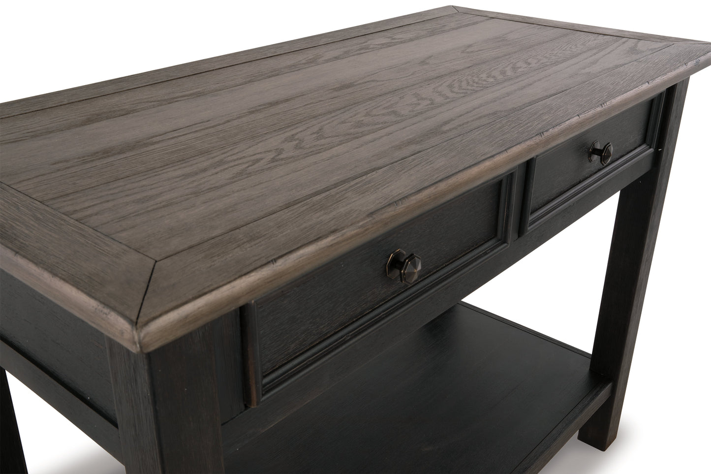 Tyler Creek Grayish Brown/Black Coffee Table and 2 End Tables with Console- Viva Furn