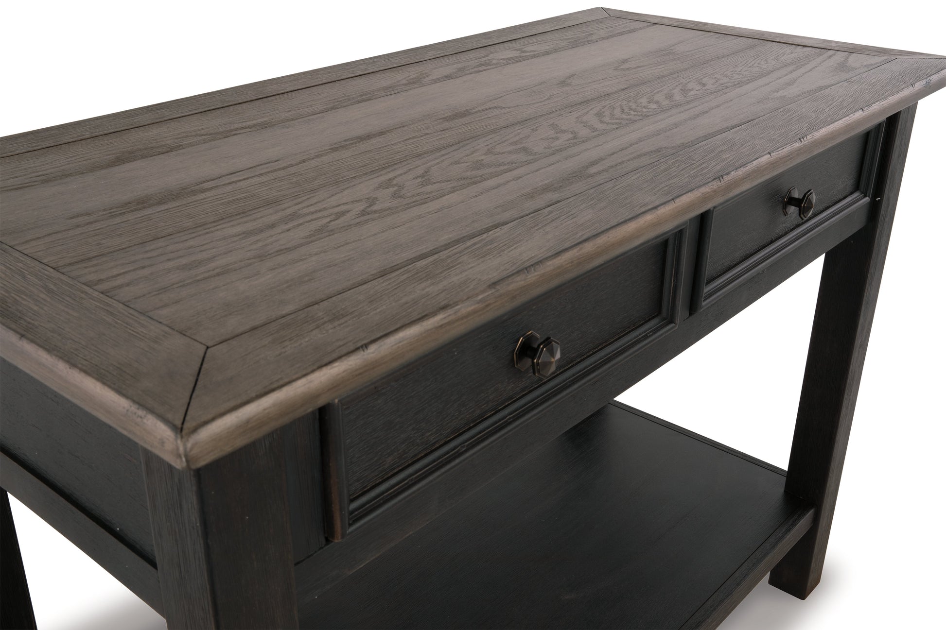 Tyler Creek Grayish Brown/Black Coffee Table and 2 End Tables with Console- Viva Furn