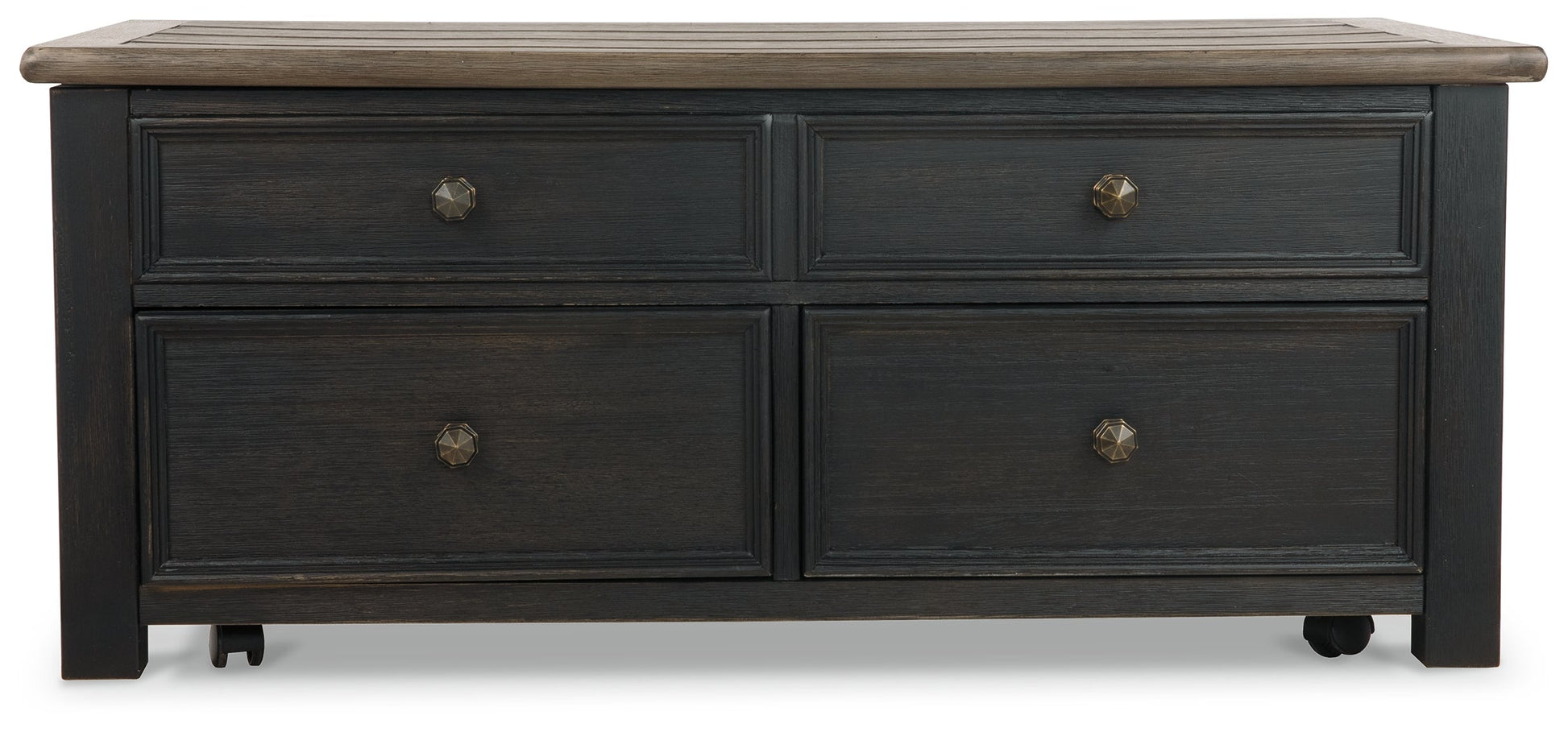 Tyler Creek Grayish Brown/Black Coffee Table and 2 End Tables with Console- Viva Furn