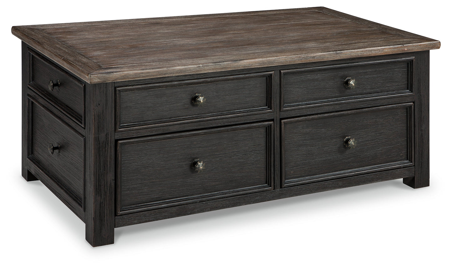 Tyler Creek Grayish Brown/Black Coffee Table and 2 End Tables with Console- Viva Furn