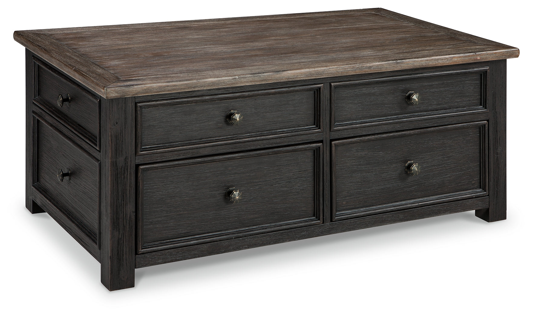 Tyler Creek Grayish Brown/Black Coffee Table and 2 End Tables with Console- Viva Furn