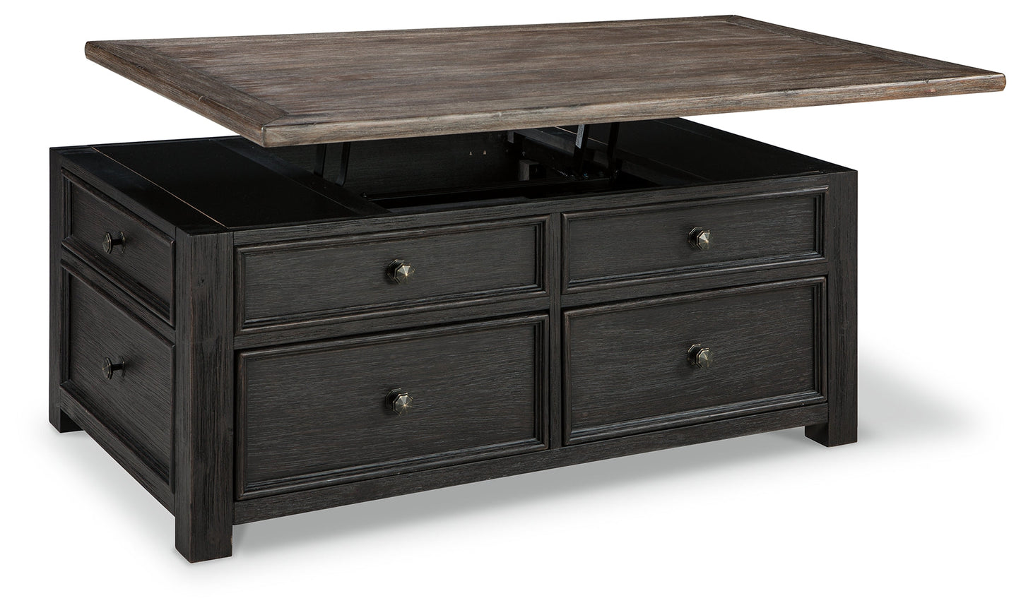 Tyler Creek Grayish Brown/Black Coffee Table and 2 End Tables with Console- Viva Furn