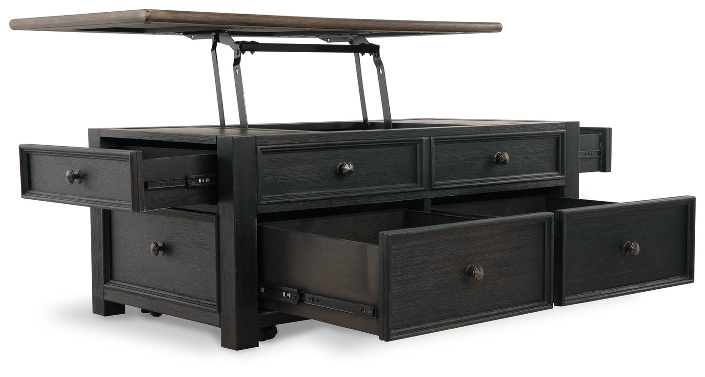 Tyler Creek Grayish Brown/Black Coffee Table and 2 End Tables with Console- Viva Furn