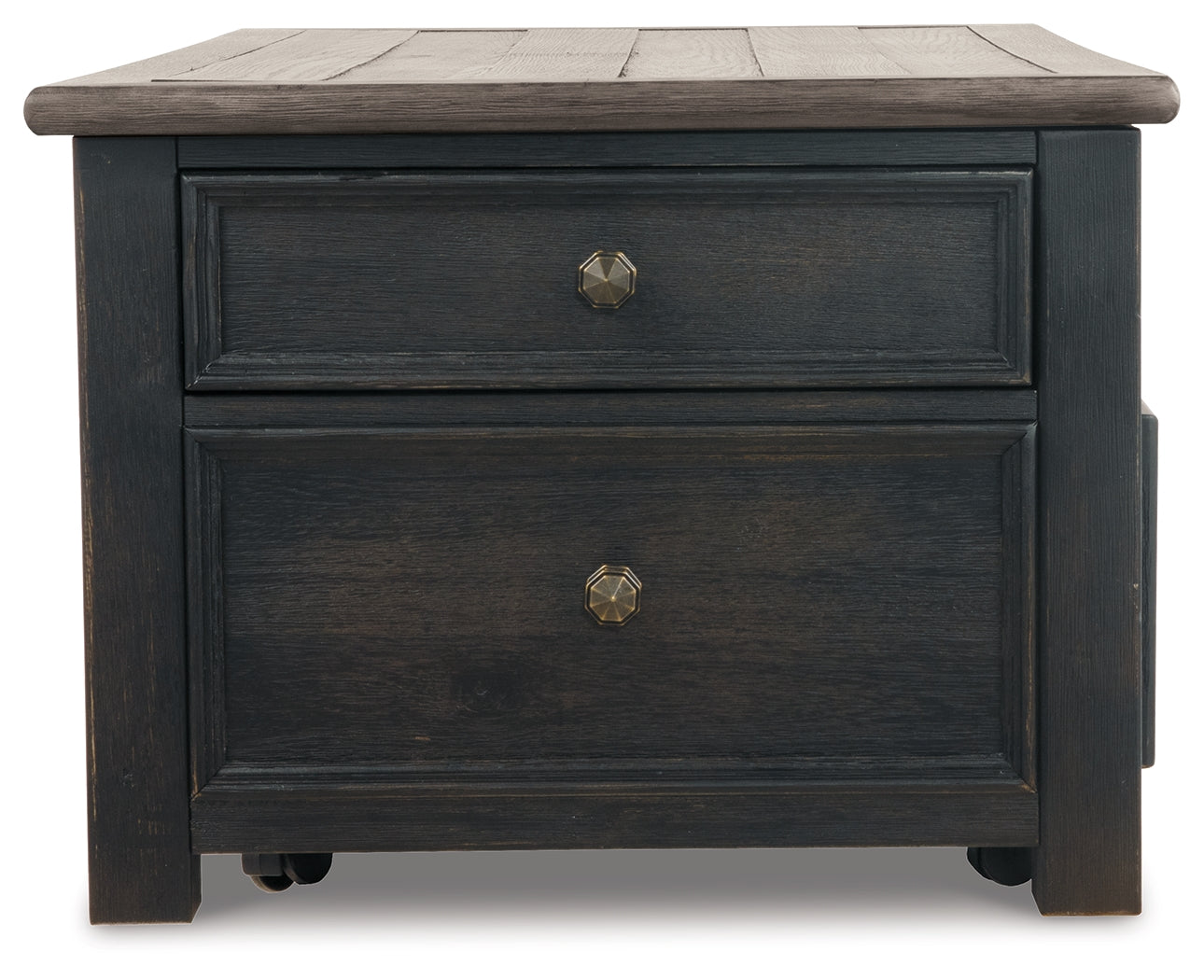 Tyler Creek Grayish Brown/Black Coffee Table and 2 End Tables with Console- Viva Furn