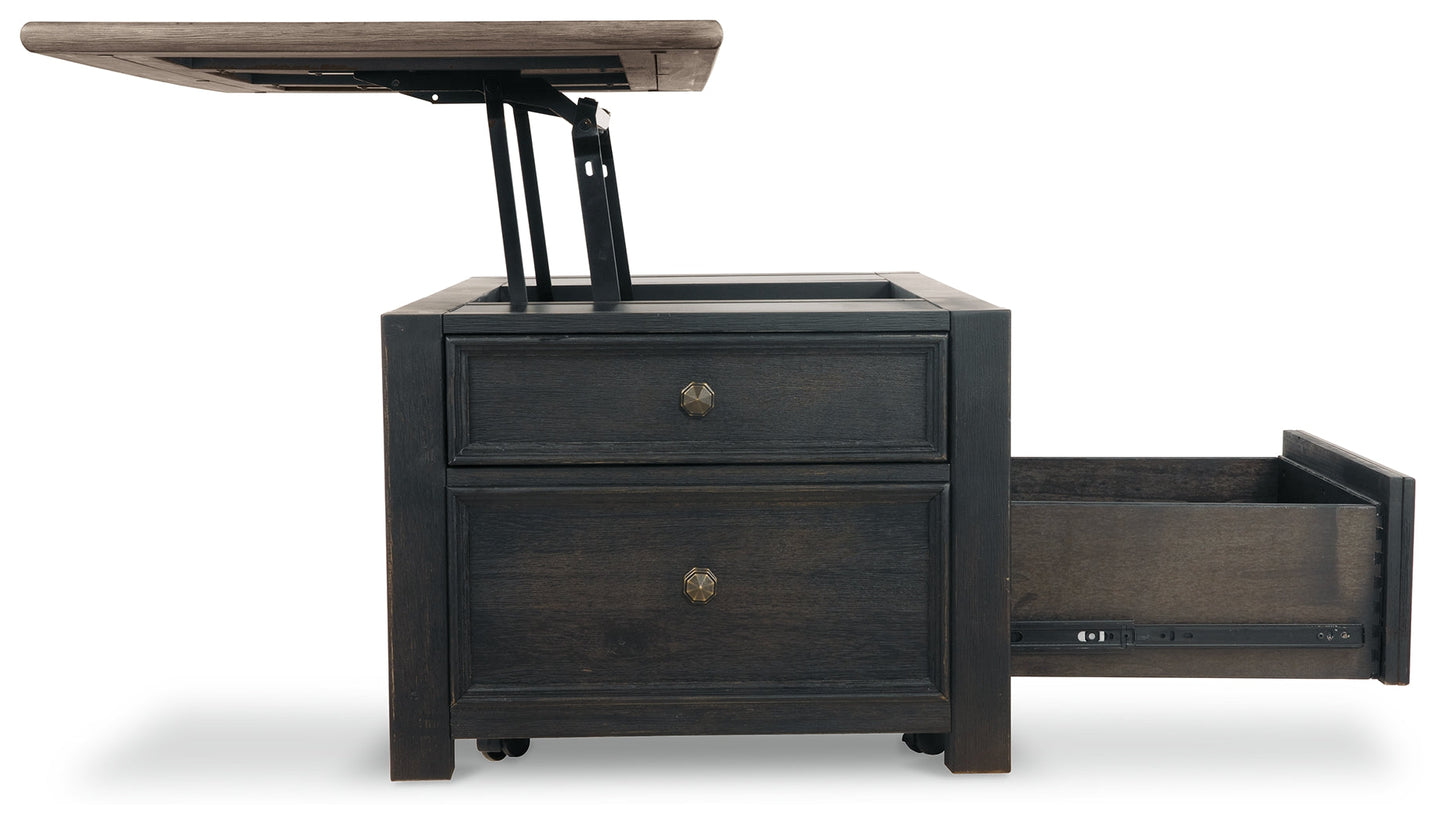 Tyler Creek Grayish Brown/Black Coffee Table and 2 End Tables with Console- Viva Furn