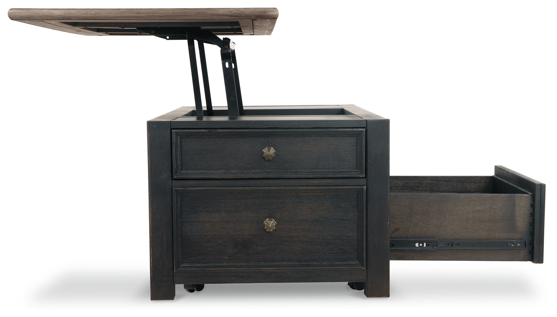 Tyler Creek Grayish Brown/Black Coffee Table and 2 End Tables with Console- Viva Furn