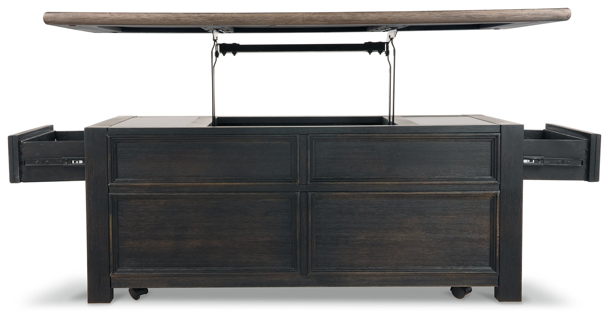 Tyler Creek Grayish Brown/Black Coffee Table and 2 End Tables with Console- Viva Furn