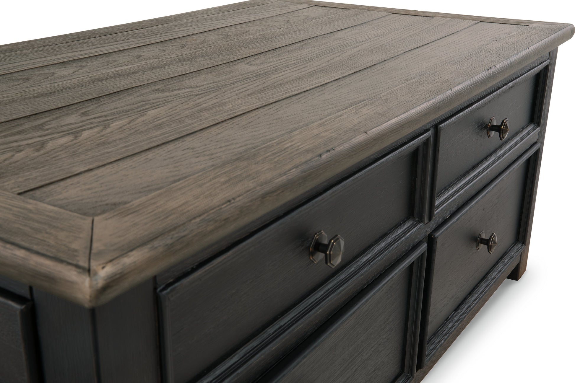 Tyler Creek Grayish Brown/Black Coffee Table and 2 End Tables with Console- Viva Furn