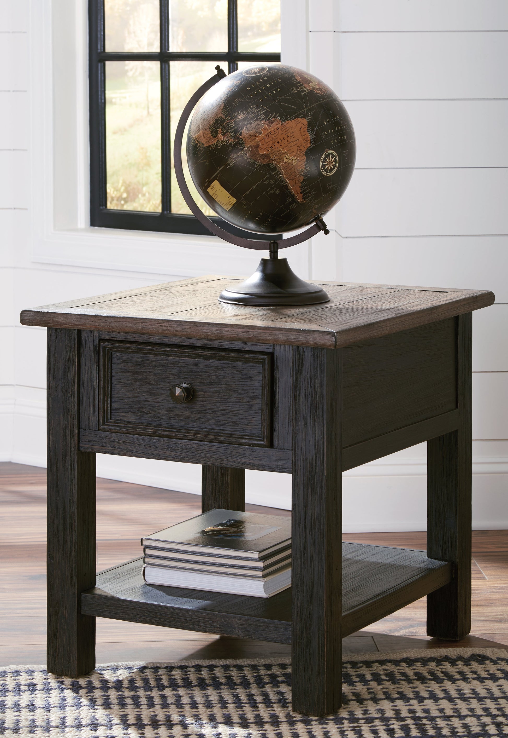 Tyler Creek Grayish Brown/Black Coffee Table and 2 End Tables with Console- Viva Furn