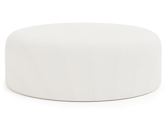 Tyre White/Cream Leather Ottoman - Ornate Home