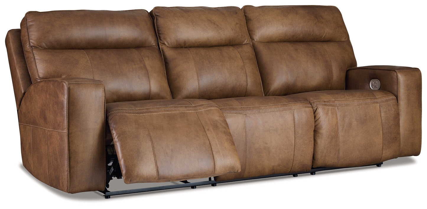 Game Plan Caramel Power Reclining Sofa