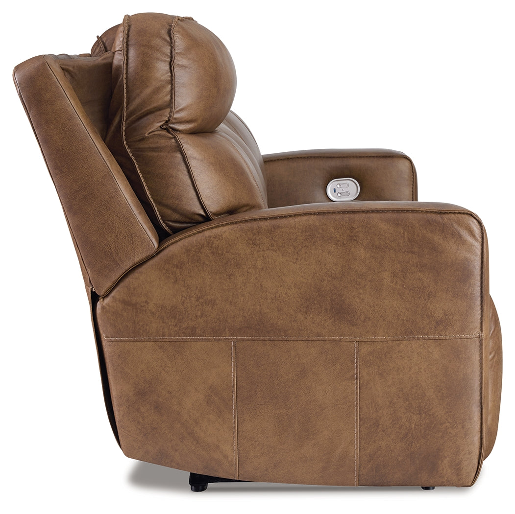 Game Plan Caramel Power Reclining Sofa