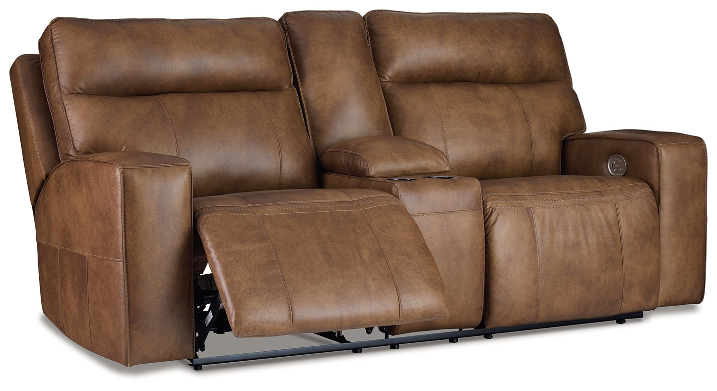 Game Plan Caramel Power Reclining Loveseat