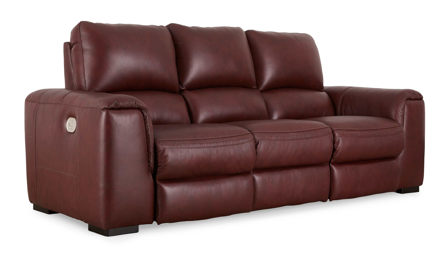 Alessandro Garnet Leather-match Power Reclining Sofa