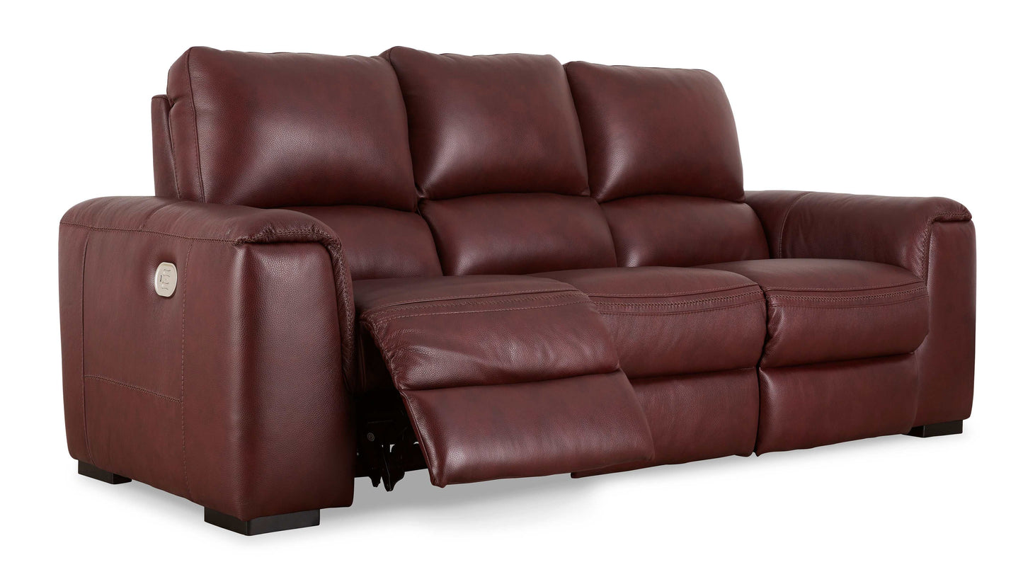 Alessandro Garnet Leather-match Power Reclining Sofa