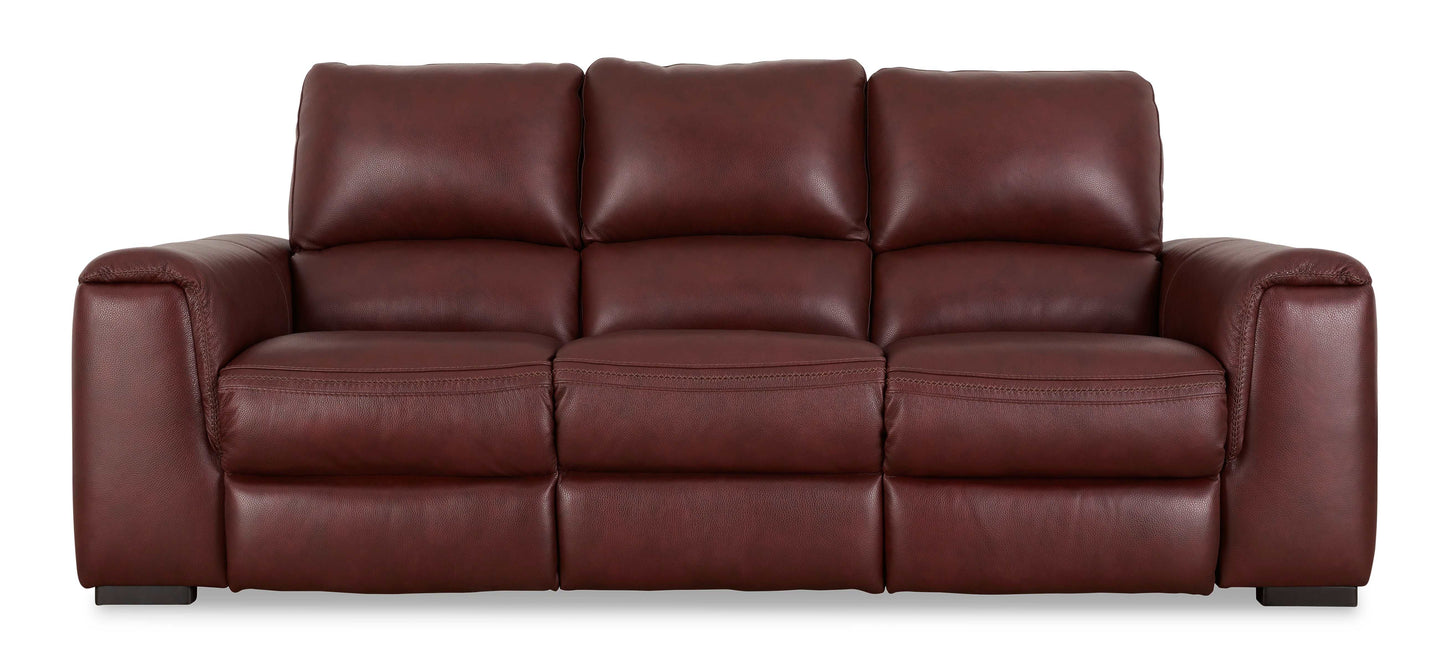 Alessandro Garnet Leather-match Power Reclining Sofa