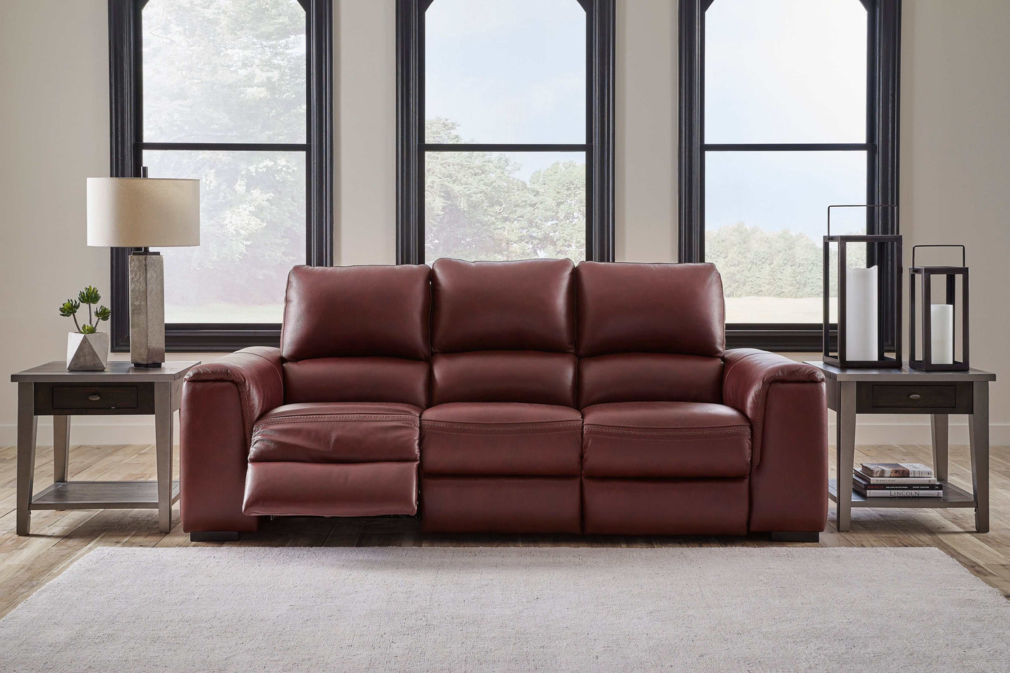 Alessandro Garnet Leather-match Power Reclining Sofa