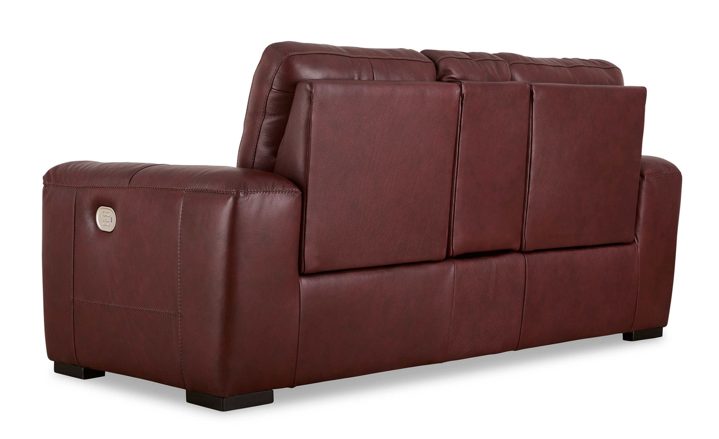 Alessandro Garnet Leather-match Power Reclining Loveseat w/ Console