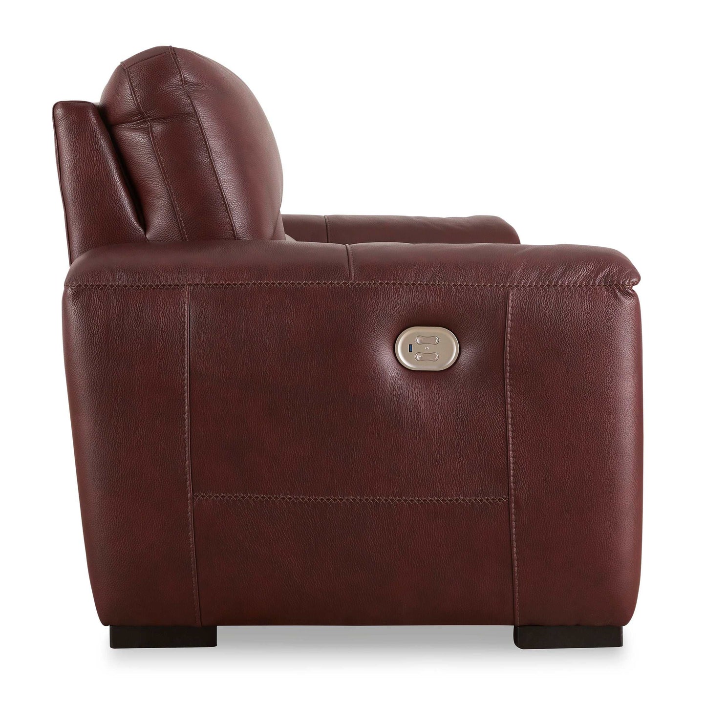 Alessandro Garnet Leather-match Power Reclining Loveseat w/ Console