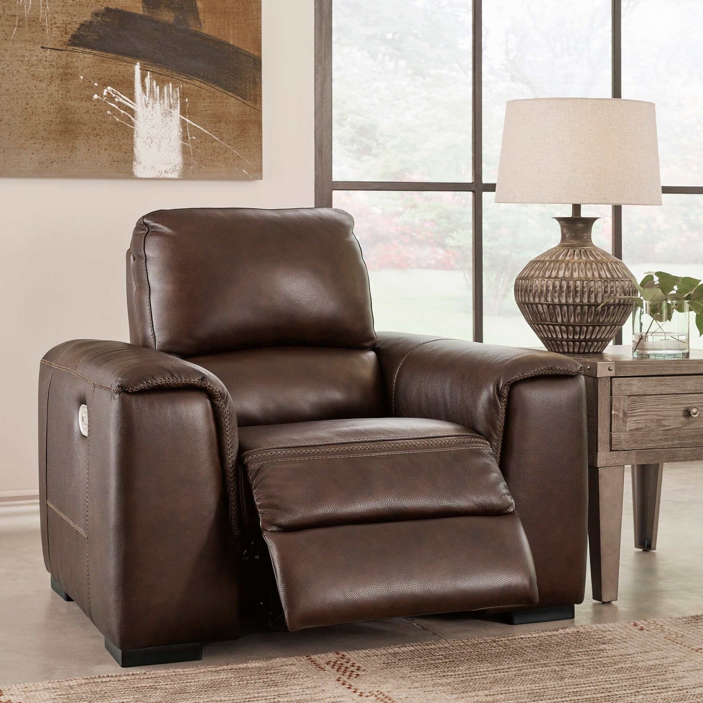 Alessandro Walnut Leather-match Power Recliner