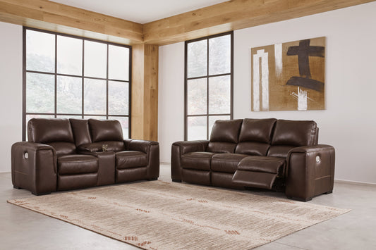 Alessandro Walnut Power Reclining Sofa and Loveseat