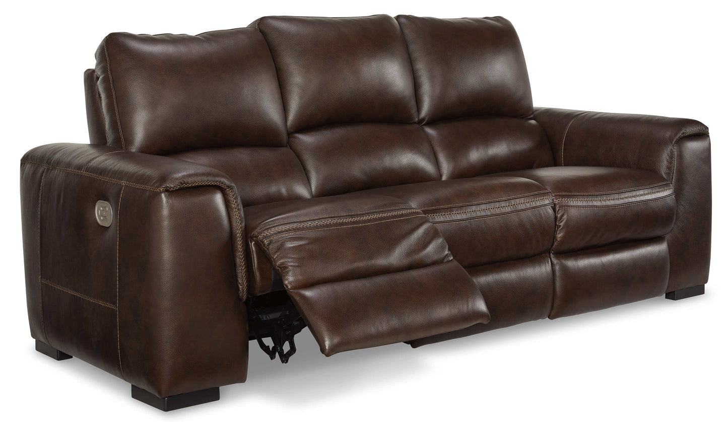 Alessandro Walnut Leather-match Power Reclining Sofa