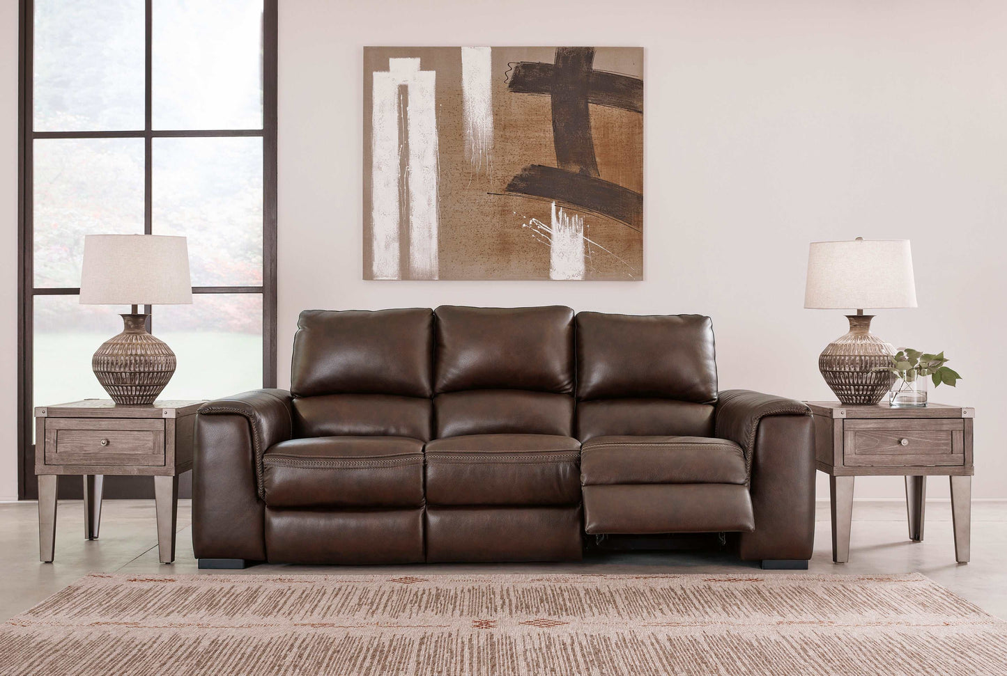 Alessandro Walnut Leather-match Power Reclining Sofa