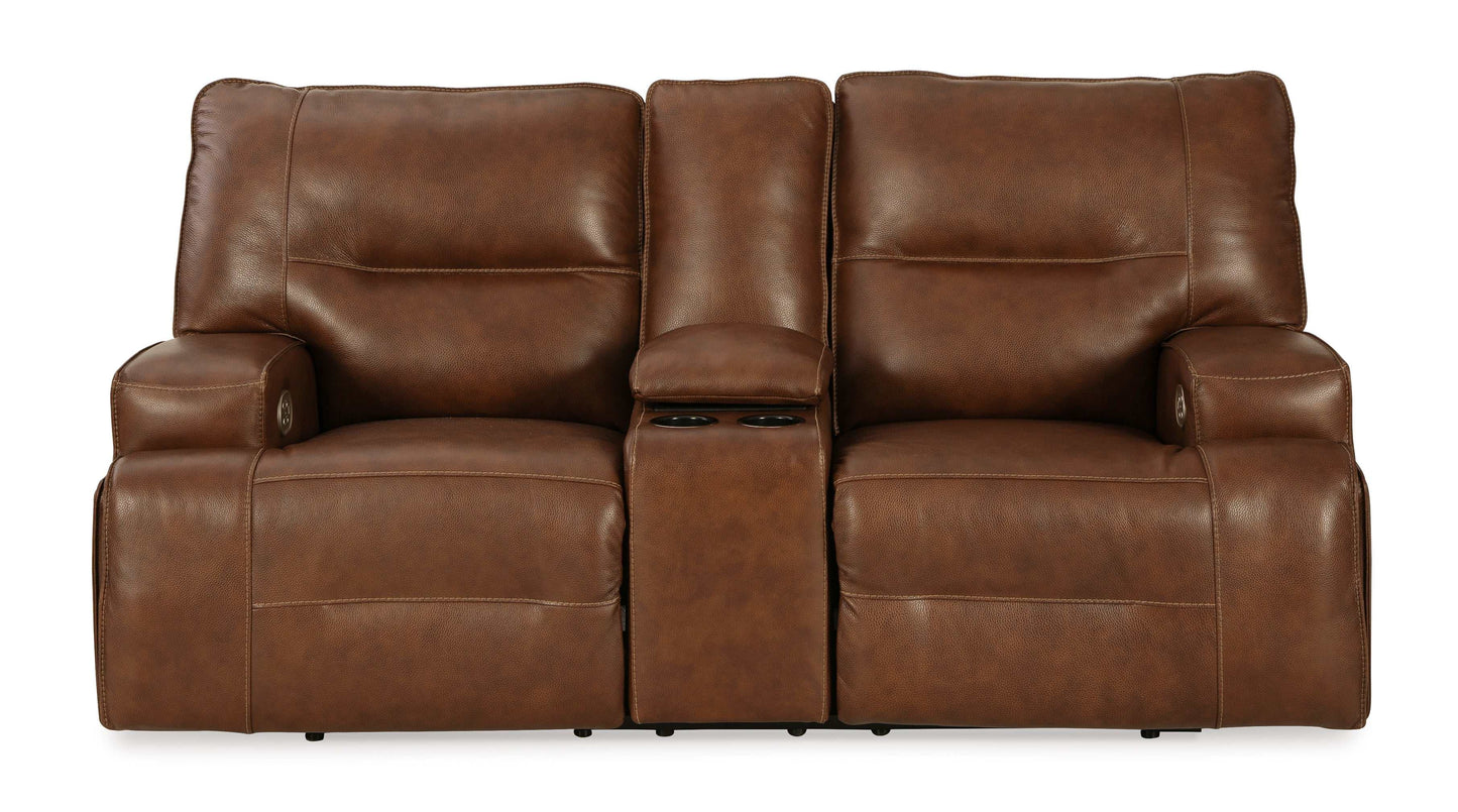 Francesca Auburn Power Reclining Loveseat w/ Console